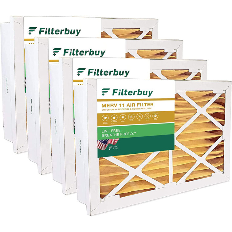 Filterbuy 20 x 25 x 5 Air Filter MERV 11, Pleated HVAC AC Furnace